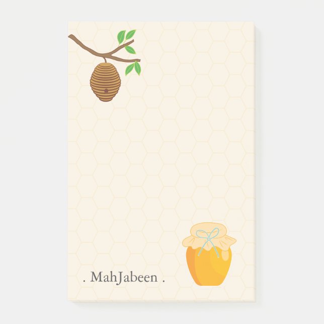 Golden Honey and Bee Hive Post-it Notes (Front)