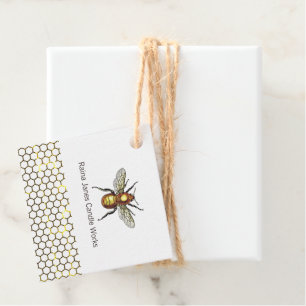 Golden Honey Bee And Honey Comb Favour Tags