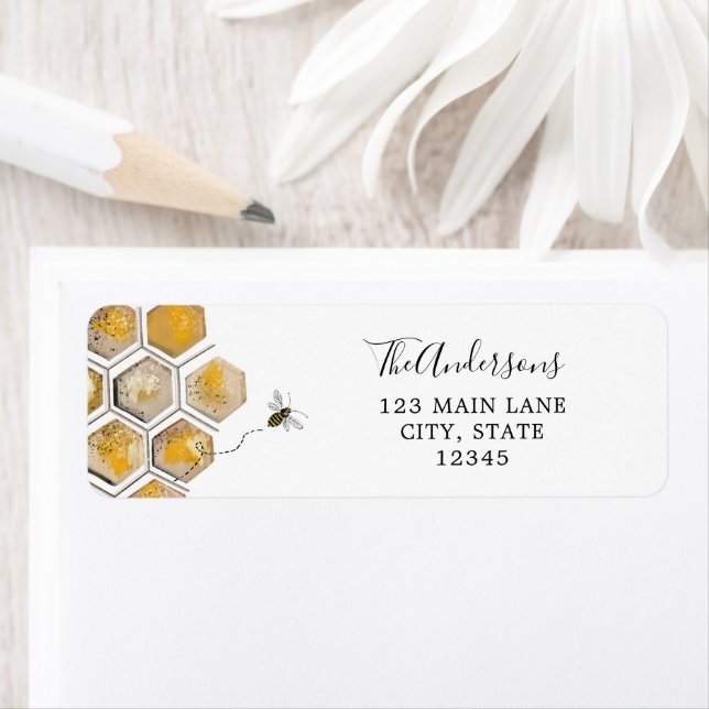 Golden Honey Bee Return Address Label (Insitu)