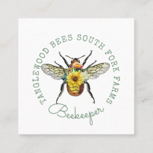 Golden Honey Bee  Square Business Card