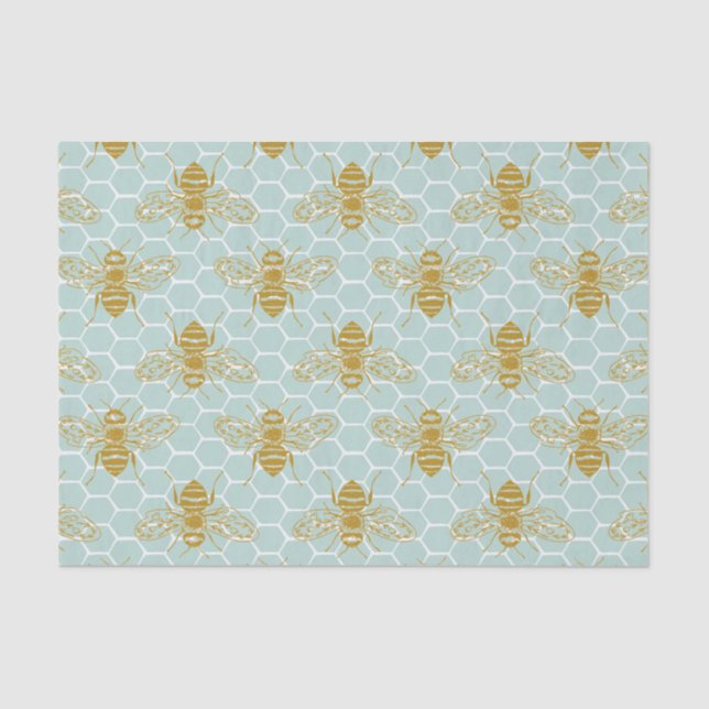Golden Honey Bees on  Honeycomb Tissue Paper (Front)