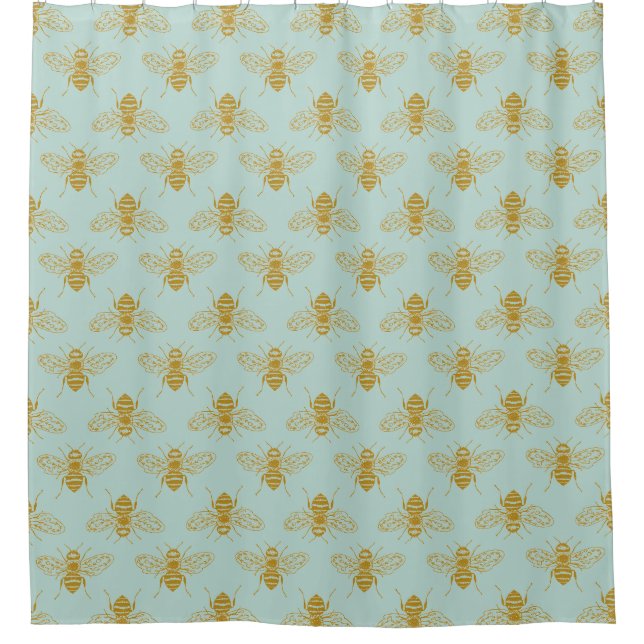 Golden Honey Bees Shower Curtain (Front)