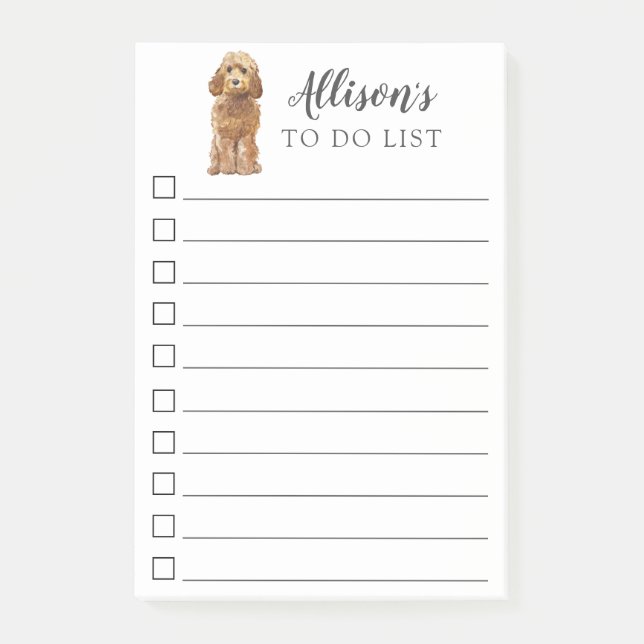 Golden Honey Cockapoo Dog Personalized To Do List Post-it Notes (Front)