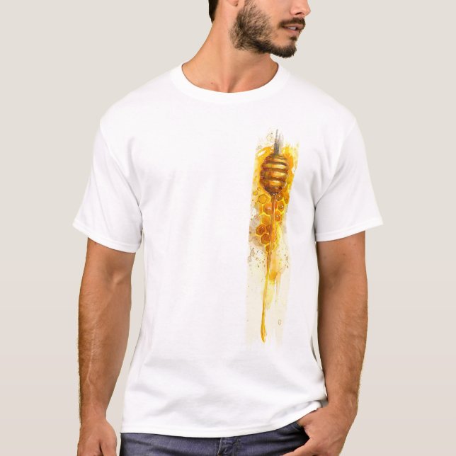 Golden Honey Drizzle Brushstroke Paint T-Shirt (Front)