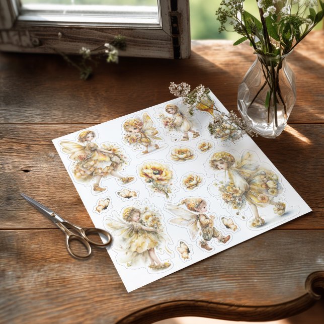 Golden Honey Fairy World – Carrying Flowers (Sticker on the table ready to be used)