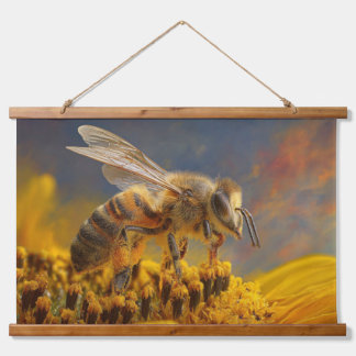 Golden Honeybee Bloom Sunset Wall Art