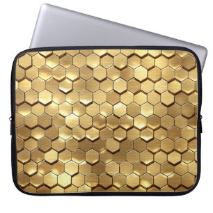 Golden Honeycomb 3D Render Texture Laptop Sleeve