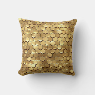 Golden Honeycomb 3D Render Texture Throw Pillow