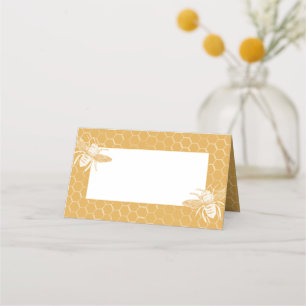 Golden Honeycomb and Bees Place Card