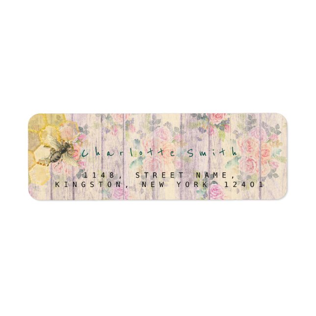 Golden Honeycomb Bee Return Address Labels (Front)