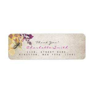 Golden Honeycomb Bee Vintage Return Address Labels