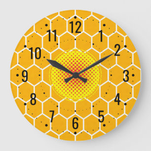 Golden Honeycomb Décor - Honey Bee Large Clock