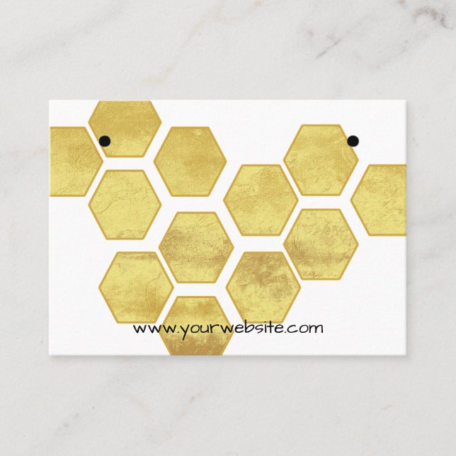 Golden Honeycomb Earrings Display Card (Front)