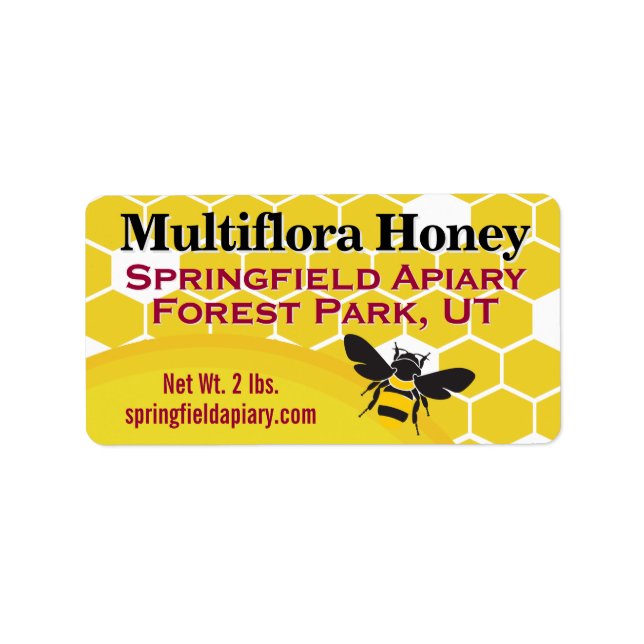 Golden Honeycomb Honey Jar Product Label (Front)