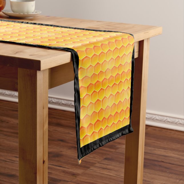 Golden Honeycomb Pattern Long Table Runner (In Situ)