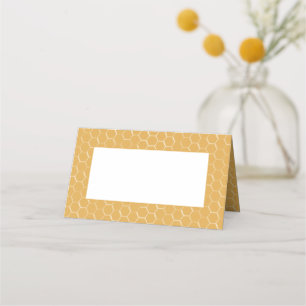 Golden Honeycomb Pattern Place Card