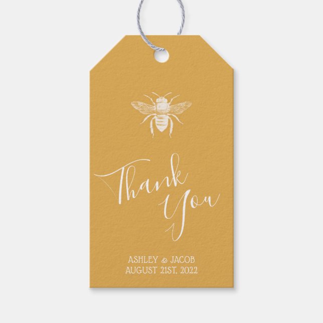 Golden Honeycomb Pattern Wedding Gift Tags (Front)