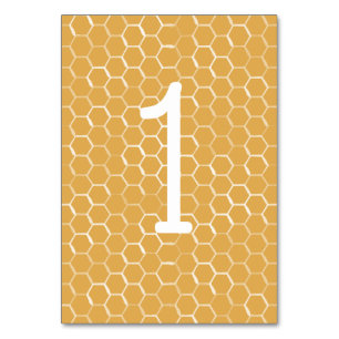 Golden Honeycomb Pattern Wedding Table Number