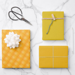 Golden Honeycomb Set of 3 Wrapping Paper Sheet
