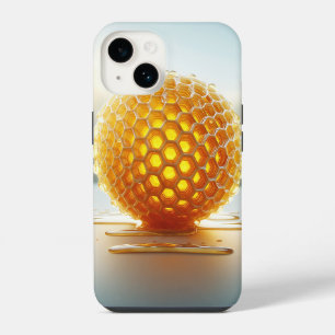 Golden Honeycomb Sphere Phone Case Glowing Liquid