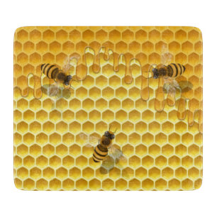 Golden Honeycomb with Beees Customizable Cutting Board