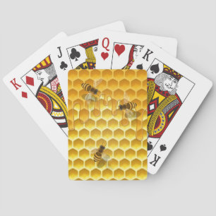 Golden Honeycomb with Bees Customizable Playing Cards