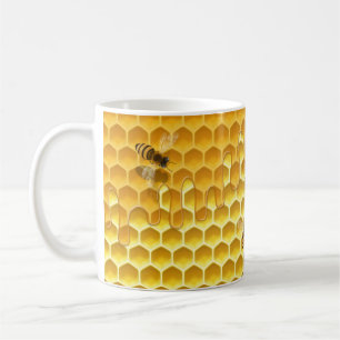 Golden Honeycomb with Bees Customizable Small Coffee Mug