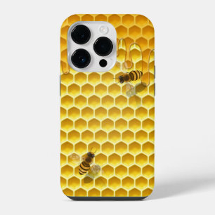 Golden Honeycomb with Bees Customizable Small iPhone 14 Pro Case