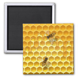 Golden Honeycomb with Bees Customizable Small Magnet