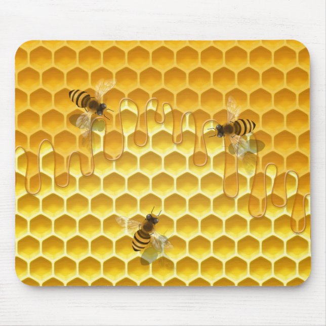 Golden Honeycomb with Bees Customizable Small Mouse Pad (Front)