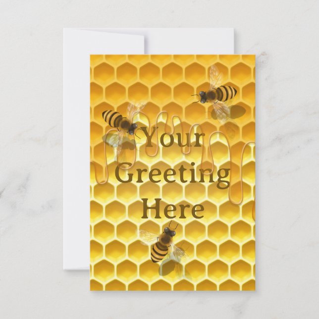 Golden Honeycomb with Honeybees Custom Card (Front)