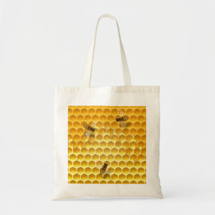 Golden Honeycomb with Honeybees Customizable Tote Bag