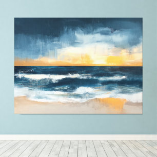 Golden Horizon – Abstract Coastal Oversized Canvas Print