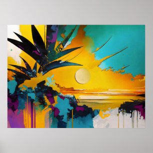 Golden Horizon – Abstract Tropical Sunset Poster