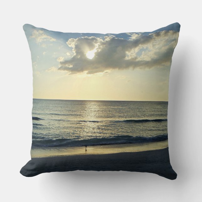 Golden Horizon at Daybreak Throw Pillow (Front)