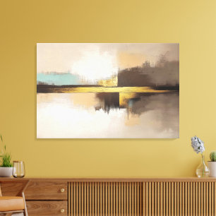 Golden Horizon – Minimalist Abstract Landscape Canvas Print