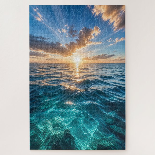 Golden Horizon Ocean Puzzle (Vertical)