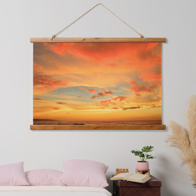 Golden Horizon Sunset Wall Hanging Art Hanging Tapestry (Bedroom)