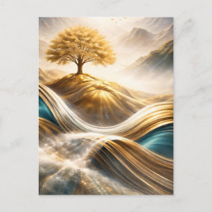Golden Horizon: Tree of Serenity Wall Art Postcard