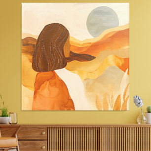 Golden Horizons – Abstract Desert Woman Canvas Print