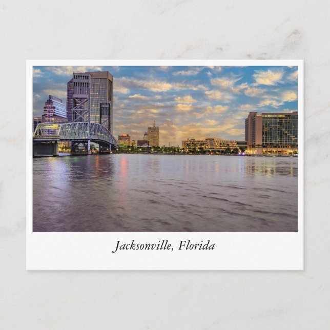 Golden Horizons: Sunset  Jacksonville's Skyline Postcard (Front)