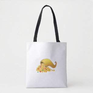 Golden Horn of Plenty on White Tote Bag
