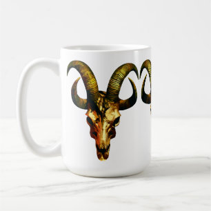 Golden Horned Skull - Dark Art Coffee Mug