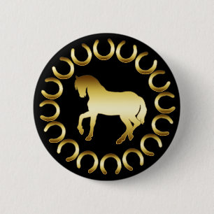 GOLDEN HORSE 2 INCH ROUND BUTTON