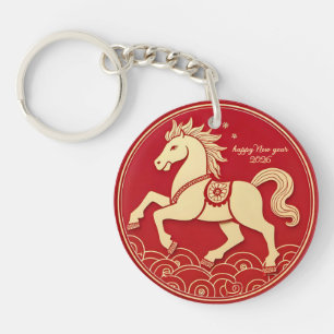Golden Horse Red Chinese New Year 2026  Keychain