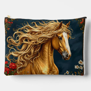 Golden Horse with Flowing Mane Accessory Pouch