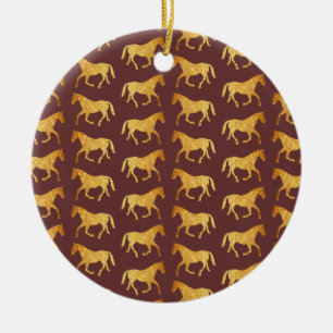 Golden Horses Ceramic Ornament