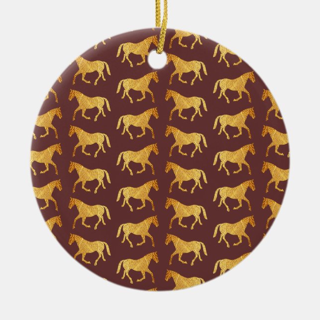 Golden Horses Ceramic Ornament (Front)