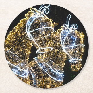 Golden horses galloping round paper coaster