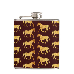 Golden Horses Hip Flask